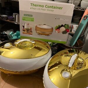 Gold and White Hot & Cold Food Warmer